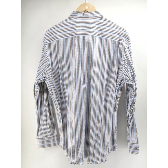 Emanuel Berg Men's Modern Fit Button up Dress Shirt‎ Seersucker size XL - Picture 8 of 9